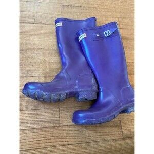 HUNTER Purple Gloss Tall Boots Size 5 Womens Big girls Rain Boots